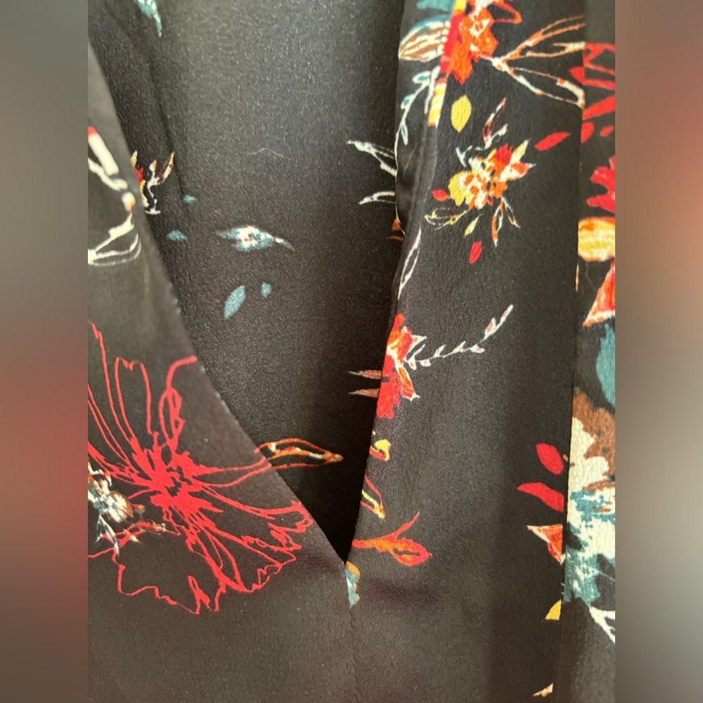 Primark blouse long sleeves V neck with tie multicolored floral size 10 - Picture 3 of 5